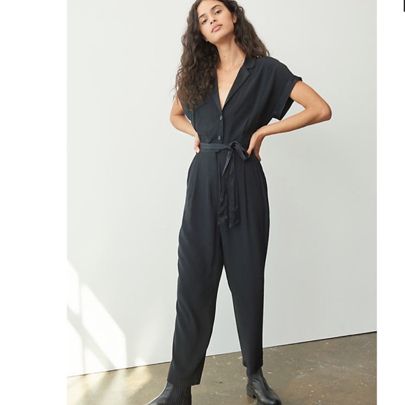 Anthropologie Pants - NWT Maeve belted jumpsuit with satin trim